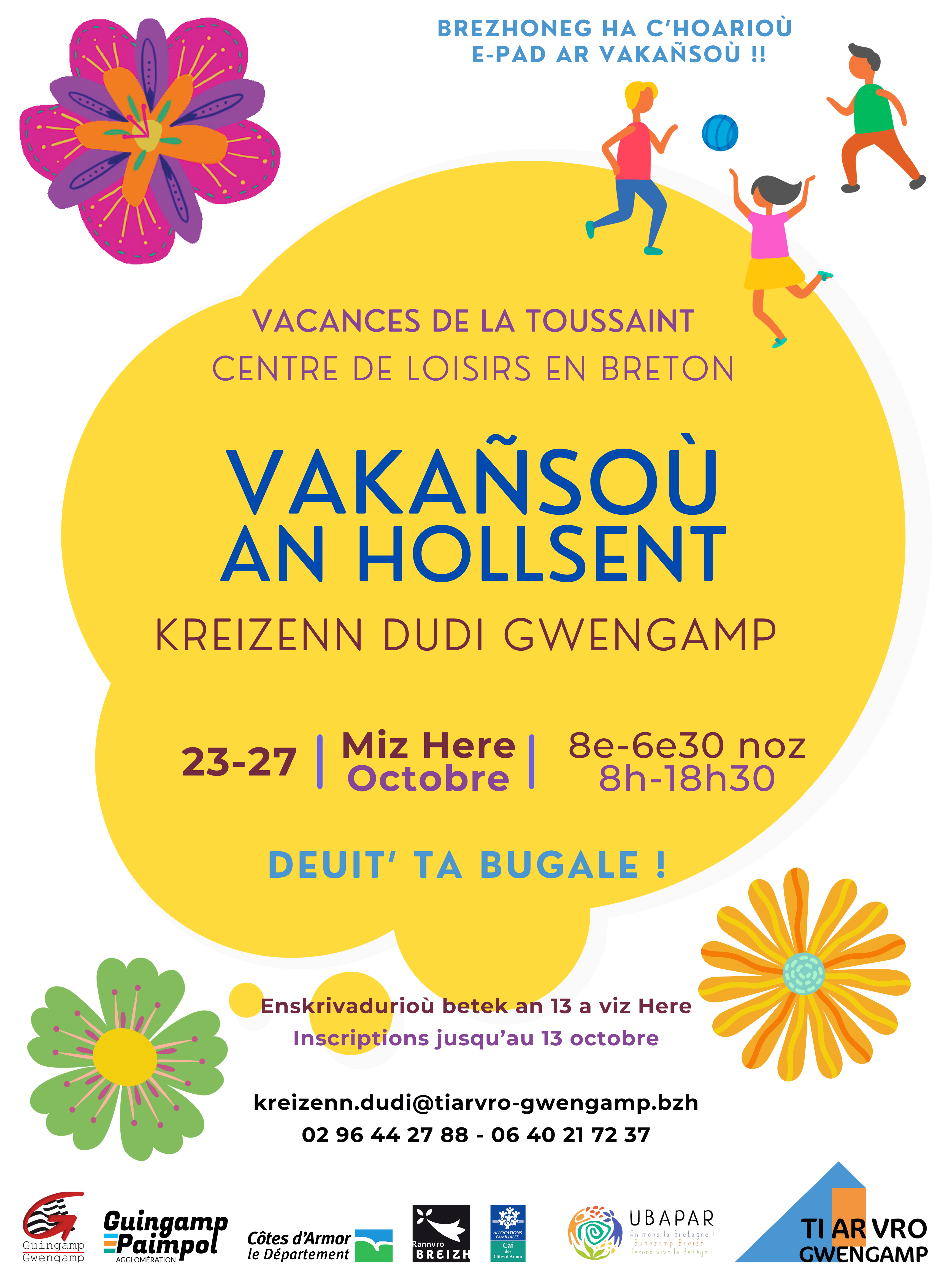 centre de loisirs en breton kreizenn dudi gwengamp vacances de la toussaint